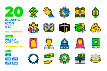 Islamic Icon Set (Filled Outline)