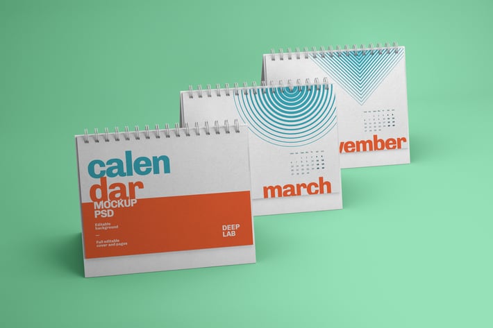 Horizontal Desk Calendar Mockup