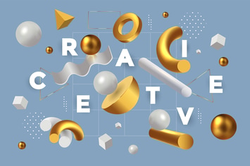 Modern minimal design with realistic 3d objects