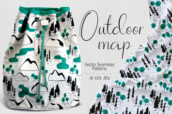 Outdoor map seamless patterns