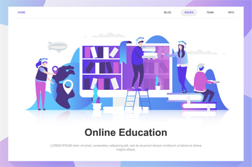 Online Education Flat Concept