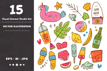 Kawaii Summer Doodle Set