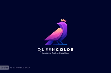 Queen Bird Gradient Logo Template