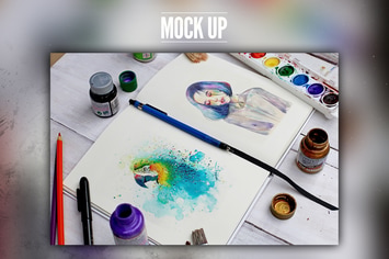 Watercolor Book Mock Up
