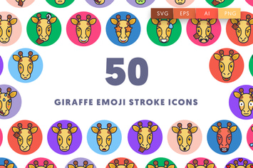 50 Giraffe Emoji Stroke Icons