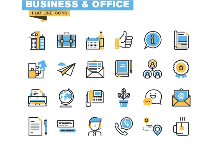 Flat line colorful icons collection