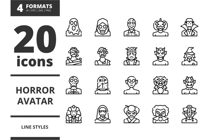 Horror Avatar Line Icons Packs
