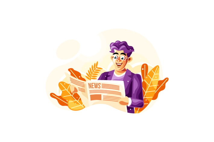Reading Newspaper Vector Illustration