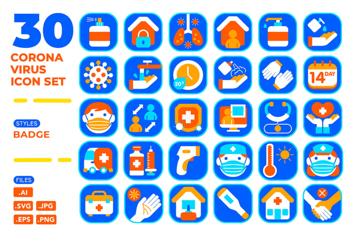 Coronavirus Icon Set (Badge)