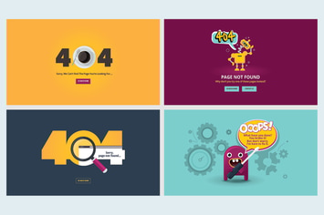 Set of flat designs for 404 error page