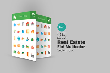 26 Real Estate Flat Multicolor Icons