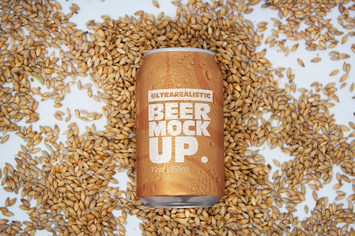 12oz Malt Beer Can Mockup