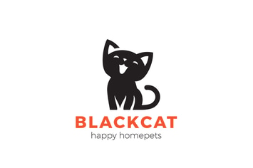 Logo Black Cat Kitty Home Pets