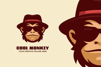 Cool Monkey Cartoon Mascot Logo Template