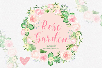 Watercolor roses wreath design
