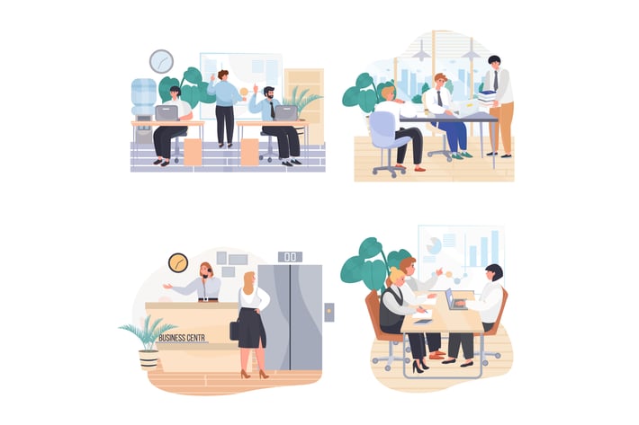 Business Offices Concept Scenes Set