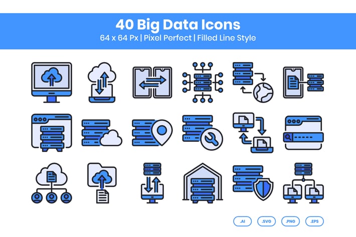 40 Big Data Icons Set - Filled Line