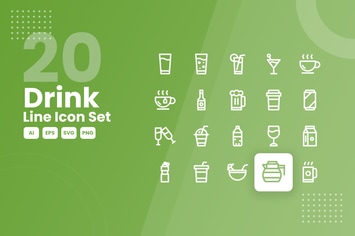 20 Drink Line Icon Set