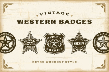Vintage Western Badges Set