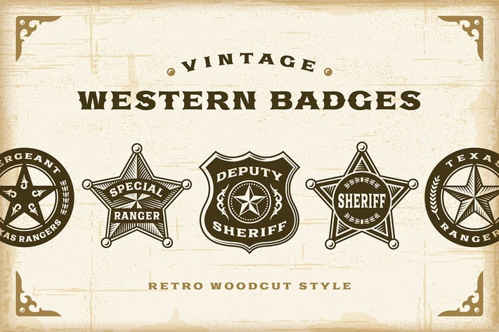 Vintage Western Badges Set