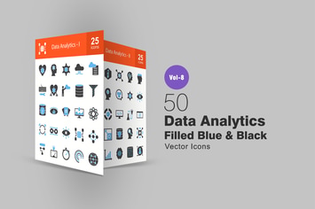 Data Analytics Blue & Black Icons