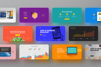 APP UI Screen Mockup Phone Landscape Set