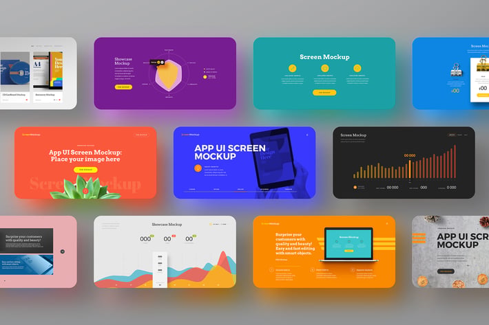 APP UI Screen Mockup Phone Landscape Set
