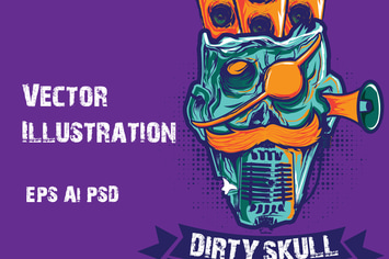 Dirty Skull Illustration Vector