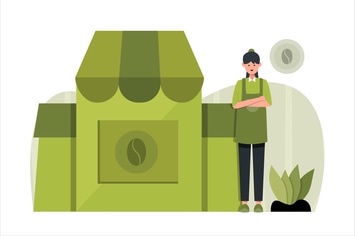 Coffee Shop Flat Design Vector Illustration