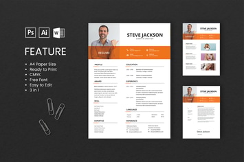 Professional CV And Resume Template Steve