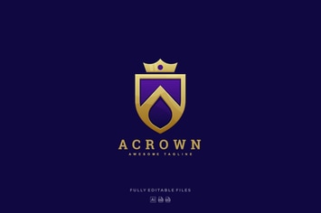 Abstract Letter A with Crown Luxury Logo
