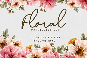 Floral Botanical Watercolor Set