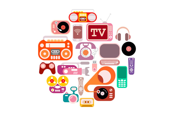 Electronic Icons round shape vector illustration