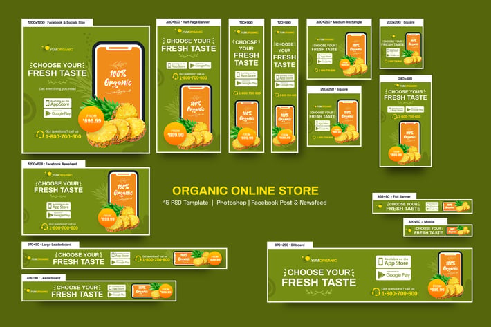 Organic Online Store Banners Ad