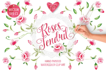 Watercolor "Rose Tendril" design