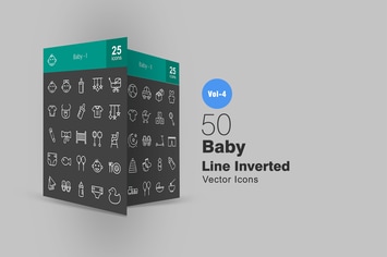 50 Baby Line Inverted Icons