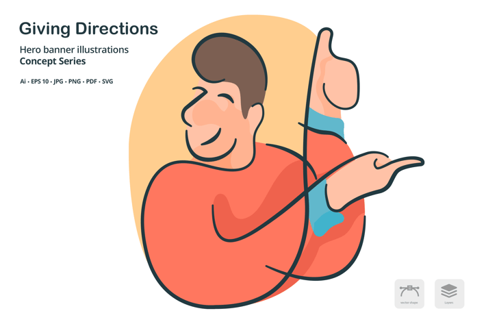 Giving Directions Vector Illustration