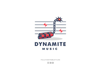 Dynamite and Music Line Art Style Logo