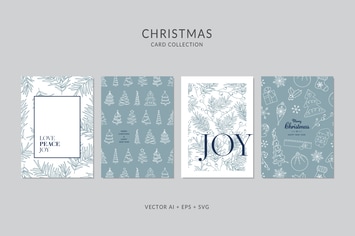Christmas Greeting Card Vector Set