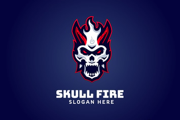 Skull Fire Mascot Logo