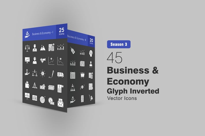 45 Business & Economy Glyph Inverted Icons
