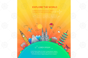 Explore the World - flat design travel composition