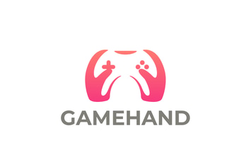 Game Joystick and Hands Negative Space Logo