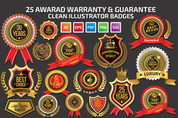 25 Award Warranty Guarantee Badges