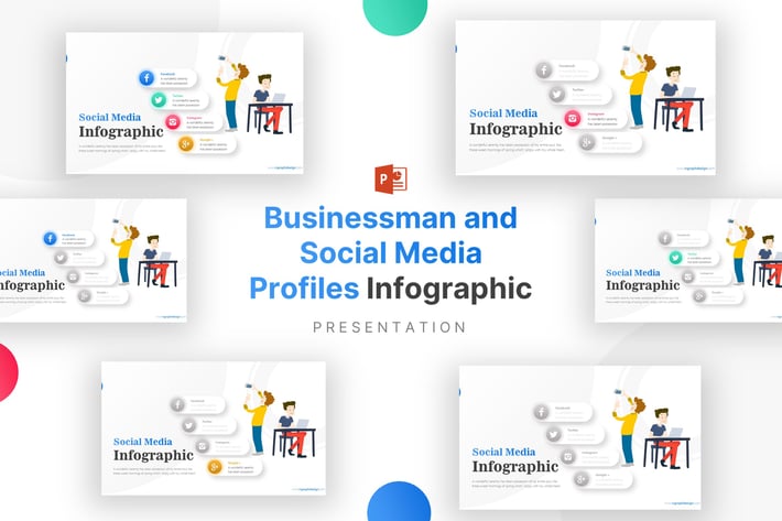 Businessman and Social Media Profiles Infographic