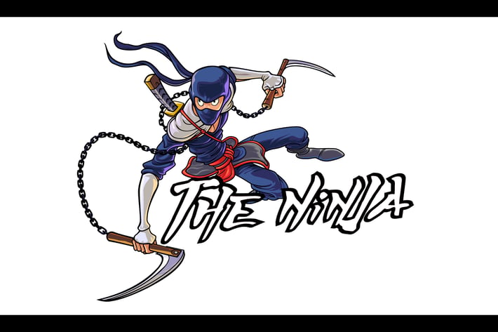 Cartoon Ninja with Chained Scythe Mascot Logo
