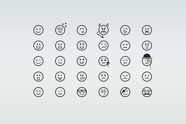 30 Smiley Line Icons