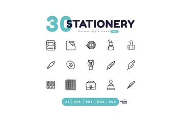 Stationery Icons Outline Style - Part 2