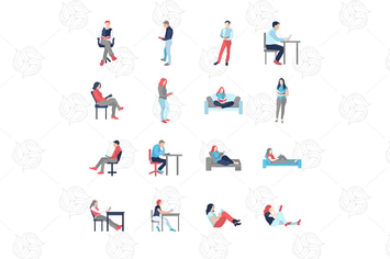 People, male, female, in different reading poses