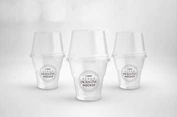 Clear Sundae Ice Cream Cups with Lids  Mockup